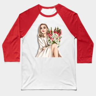 Beautiful girl with flowers Baseball T-Shirt